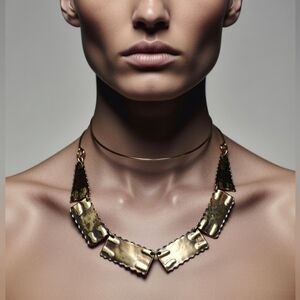 Fashion Jewelry Gold Drop Mixed Metal Geometric Necklace Brutalist Trending